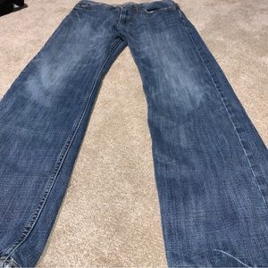 American Eagle Mens Jeans 29x32 Original Straight Blue Ripped Low Rise Faded